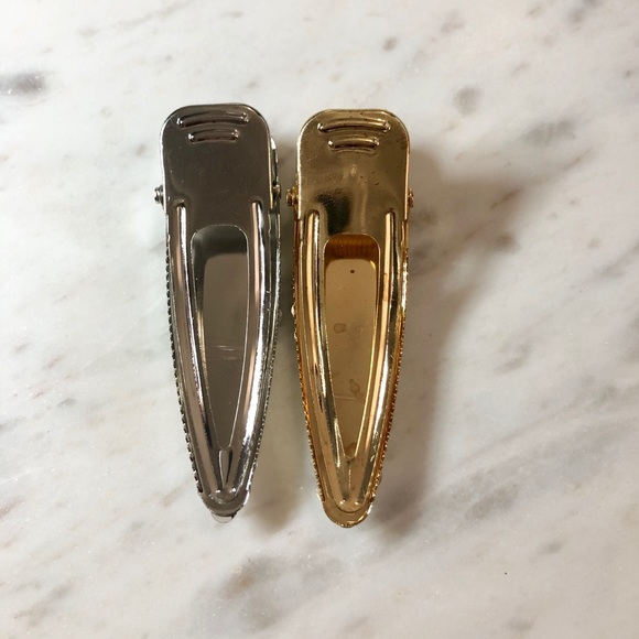 Iridescent Crystal Covered Barrette Hair Clips - Picture 3 of 8